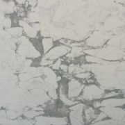 ST Quartz Arabescato Bianco slab, featuring large, fractured white islands separated by bold rivers of grey, replicating brecciated Arabescato marble