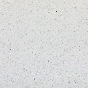 Close-up of an ST Quartz Bianco Galaxy slab, featuring a bright white base with a dense galaxy of grey, black, and translucent speckles