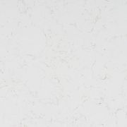 Silestone Halcyon quartz sample, showcasing its pure white background and a delicate, web-like pattern of warm, golden-beige veins.