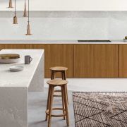 This is a fantastic, comprehensive kitchen shot that really shows off the material. Here is a selection of alt text options for this "Nile Quartz Cloud Burst" installation. Alt Text Selection for Nile Quartz Cloud Burst (Installed) 1. SEO-Focused Option "A modern kitchen by S T Stoneworks featuring Nile Quartz Cloud Burst worktops, a matching full-height splashback, and a waterfall island