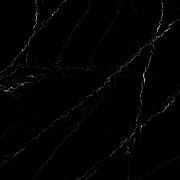 Slab of Nile Quartz Marquina Shimmer, a striking black marble-effect quartz with white veins and a subtle sparkle. A luxury choice for statement worktops