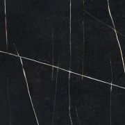 Silestone Eternal Noir, a luxurious, Art Deco style black quartz with striking linear gold and white veins