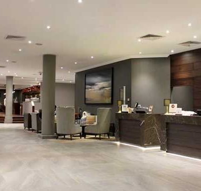 ST Stone works had the pleasure of supplying and installing the reception desks in Natural Marble along with all the stone vanity tops and tiling to every room during this hotel refurb.